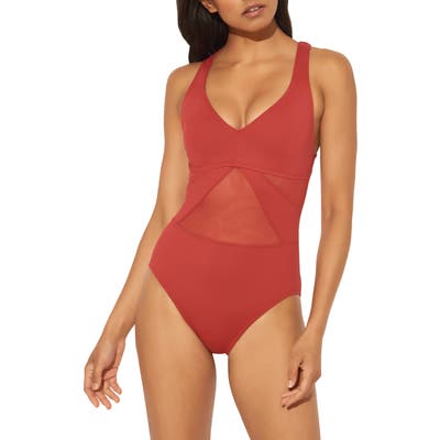 Bleu By Rod Beattie Mio Mesh Inset One-Piece Swimsuit, Purple