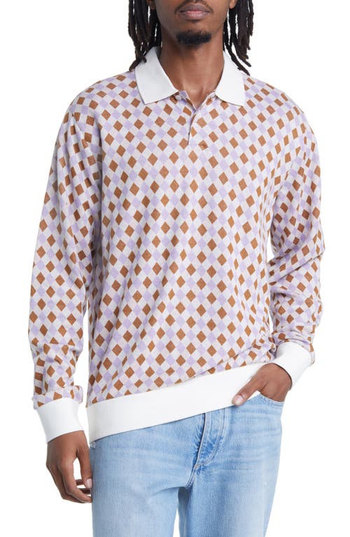 Obey Capri Jacquard Long Sleeve Polo Unbleached Multi at Nordstrom,