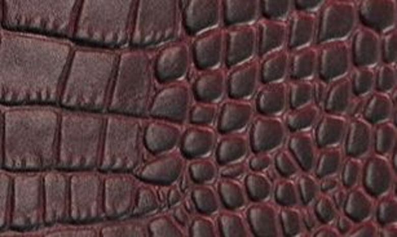 Shop Mango Croc Embossed Leather Handbag In Burgundy