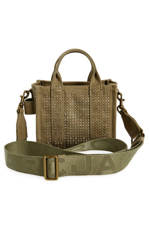 Shop Marc Jacobs The Mini Denim Tote In Slate Green Crystal