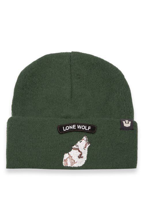 Goorin Bros. Soft Rock Lone Wolf Merino Wool Blend Beanie in Forest 