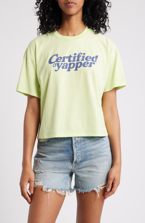 Shop Vinyl Icons Certified Yapper Crop Graphic T-shirt In Lime