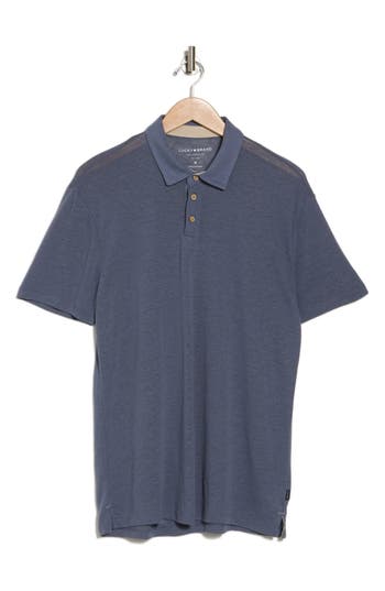 Shop Lucky Brand Linen Blend Polo Shirt In Grisaille