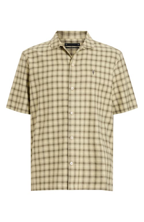 Allsaints Zeke Plaid Cotton Button-up Shirt In Light Khaki