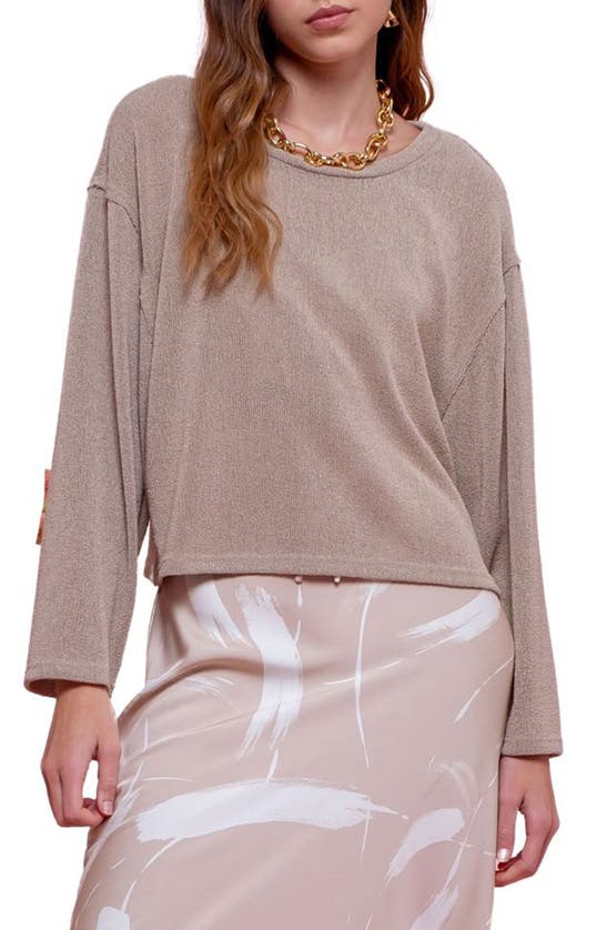 Shop Blu Pepper Relaxed Rib Top In Light Taupe
