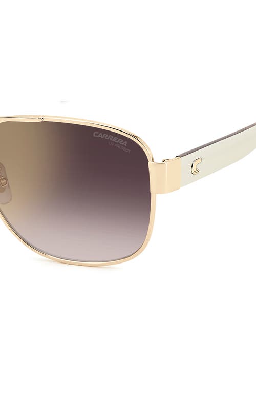 Carrera Eyewear 58mm Gradient Rectangular Aviator Sunglasses In Gold Ivory/goldsp Bursf