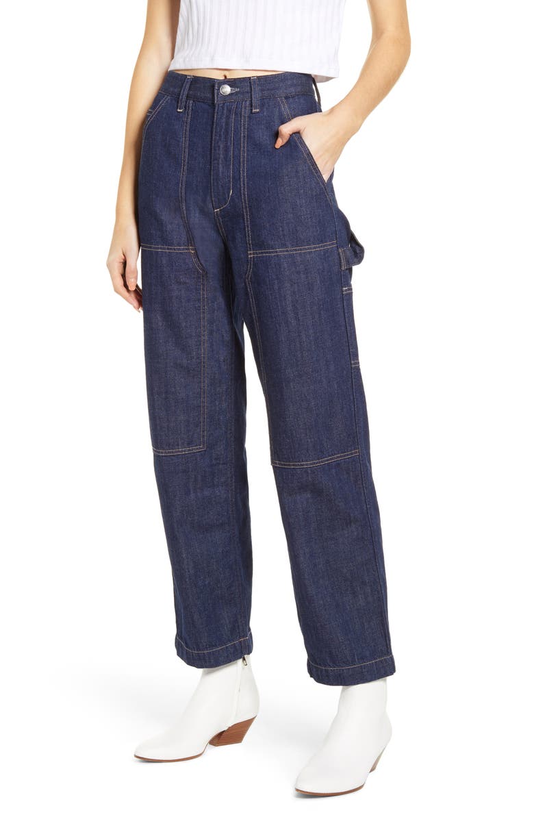 EDWIN Bailee Nonstretch Painter Jeans, Main, color, RINSE