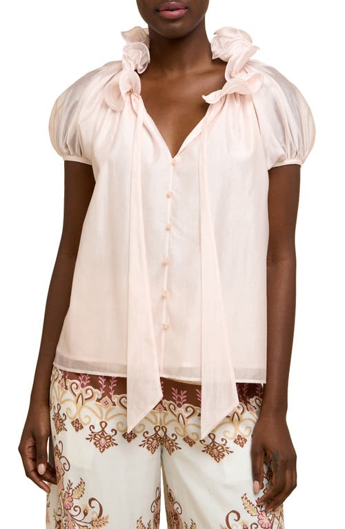 CIEBON Betty Puff Sleeve Tie Neck Top Light Pink at Nordstrom,