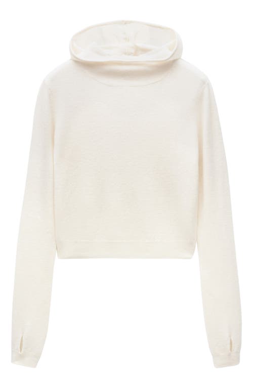 Shop Mango Hooded Wool Sweater In Ecru