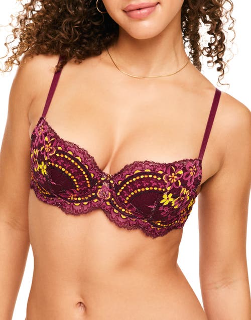 Shop Adore Me Nicholette Contour Balconette Bra In Floral Red