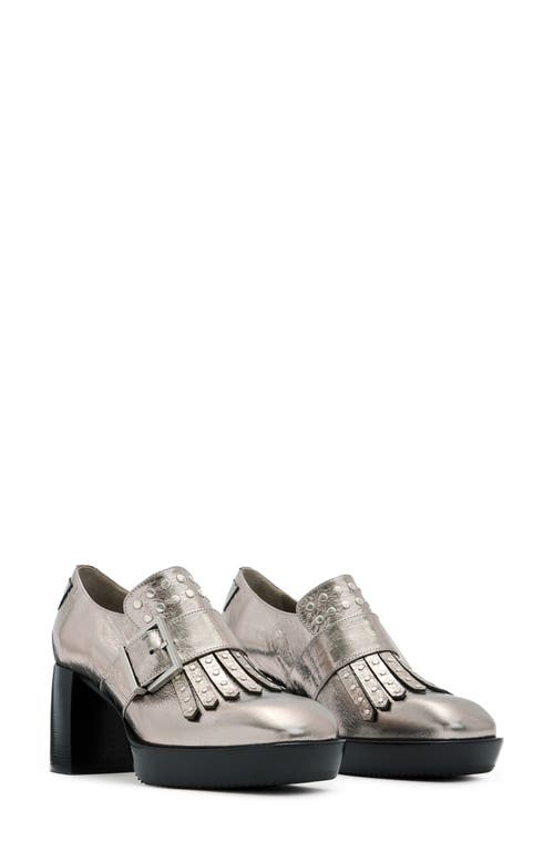 Allsaints Stud Kiltie Fringe Loafer In Gunmetal Grey