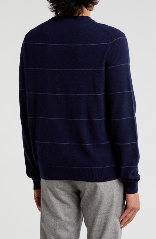 Bruno Magli Stripe Cashmere Sweater In Navy