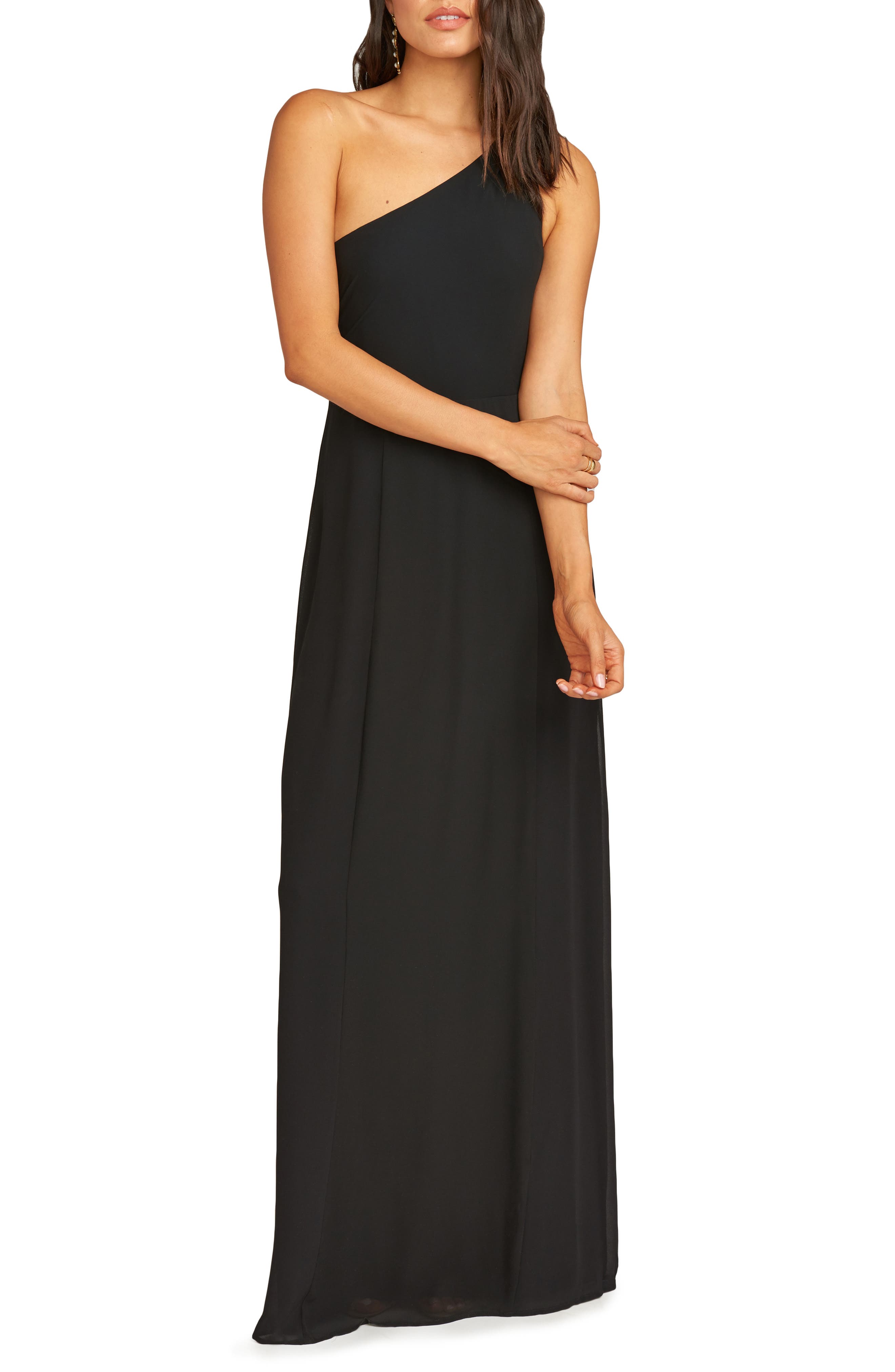 Show Me Your Mumu Eliza One-Shoulder Gown, Black