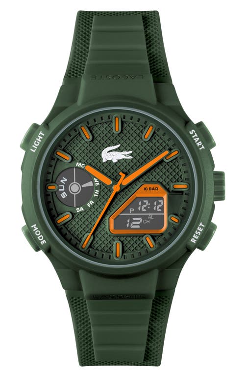 Lacoste Lc33 Analog And Digital Silicone Watch - One Size In Khaki