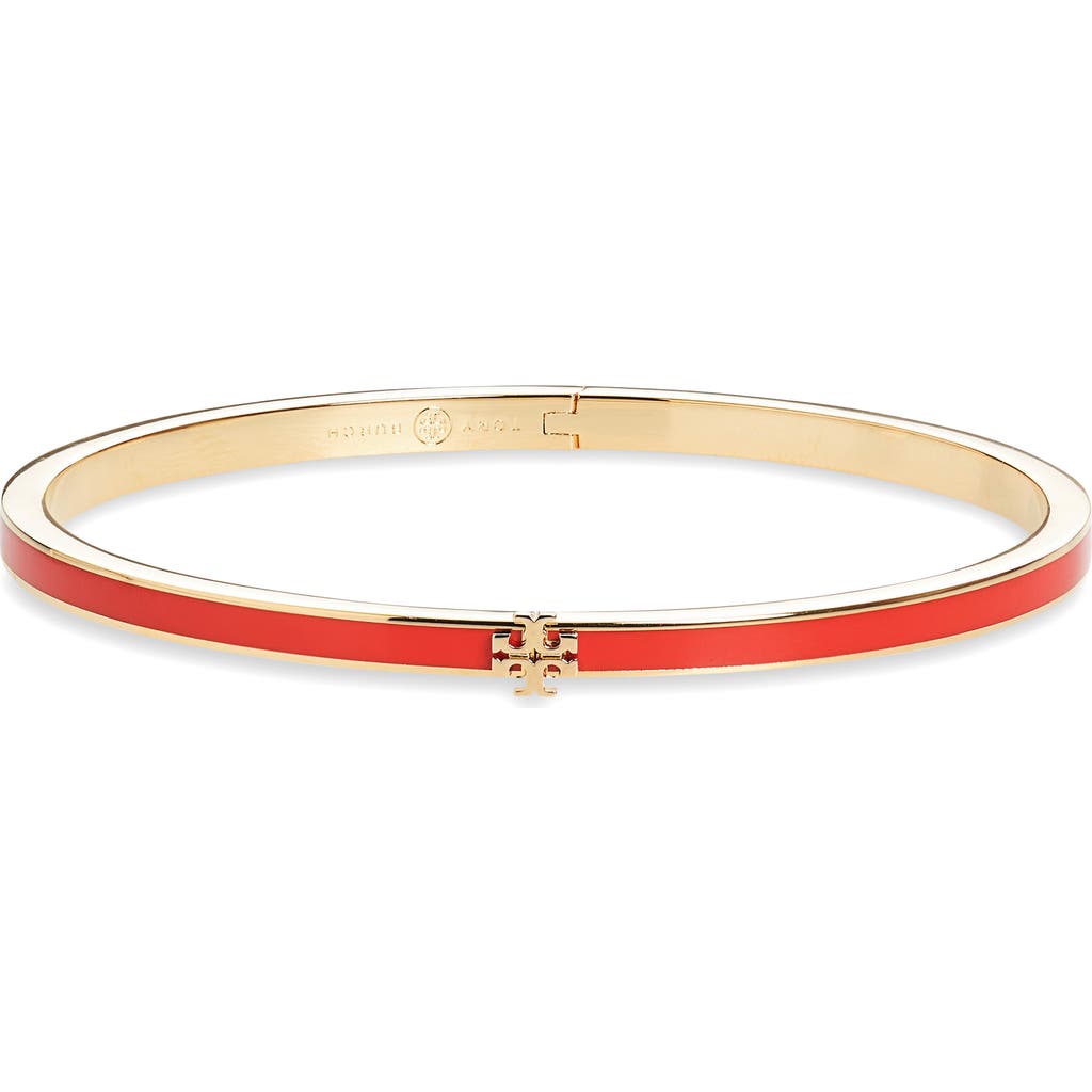 Tory Burch Kira Enamel Hinge Bracelet In Brass/matchsti