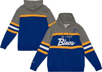 St. Louis Blues Mitchell & Ness Head Coach Pullover Hoodie - Blue/Heather  Gray