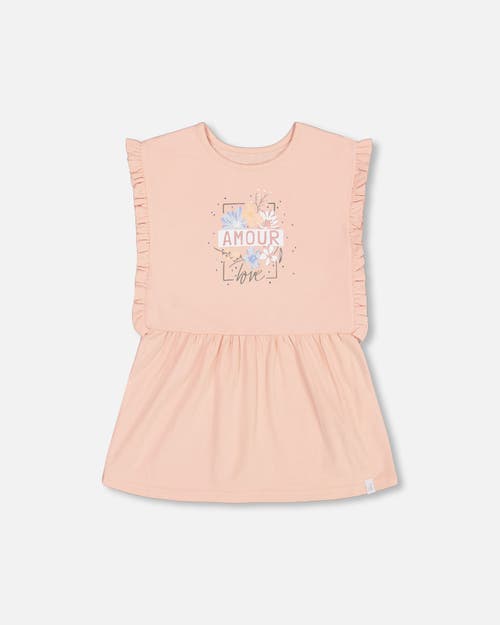 Deux Par Deux Girl's Tunic With Frills And Print Blush Pink