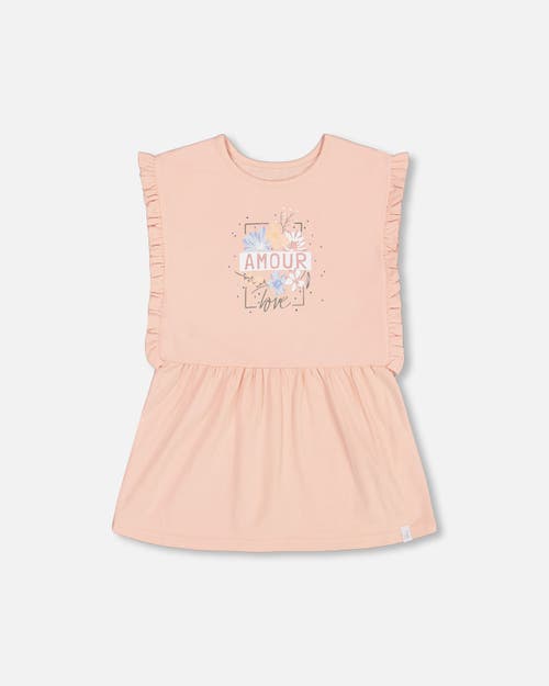 Deux Par Deux Girl's Tunic With Frills And Print Blush Pink at Nordstrom