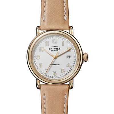 Shinola Runwell Automatic Leather Strap Watch, 40Mm