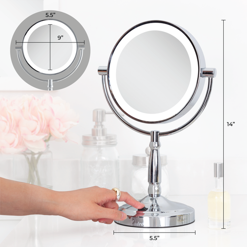 Zadro Lighted Makeup Mirror With 10x/1x Magnifications & Cordless In Chrome
