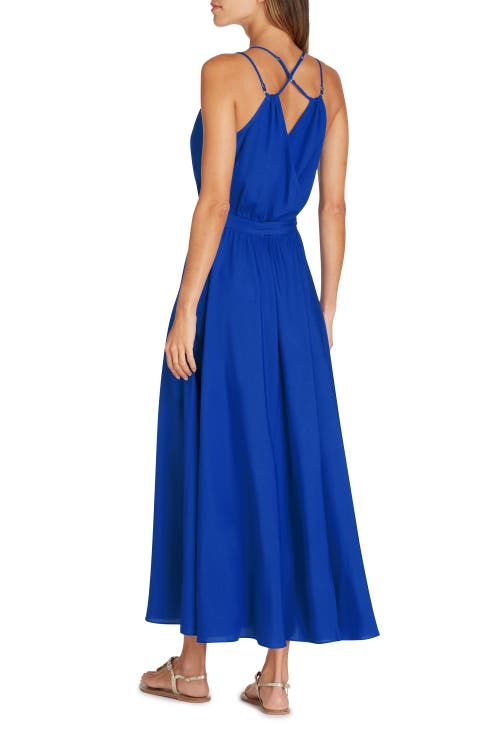 Valimare Amelia Maxi Wrap Crepe De Chine Cover-up Dress In Blue