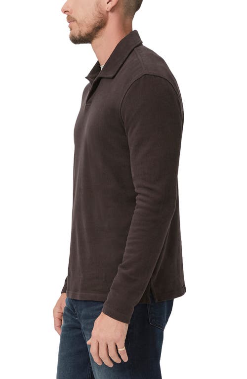 Shop Paige Hammond Long Sleeve Polo In Burnt Cocoa