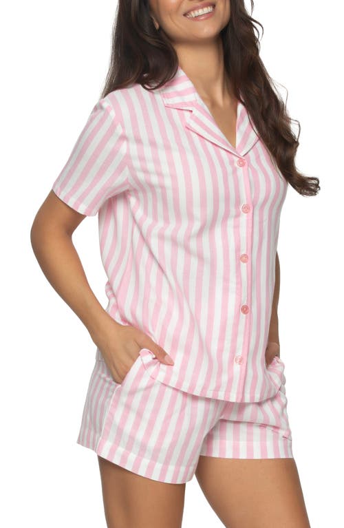 Felina Mirielle Short Pajamas In Sea Pink Stripe