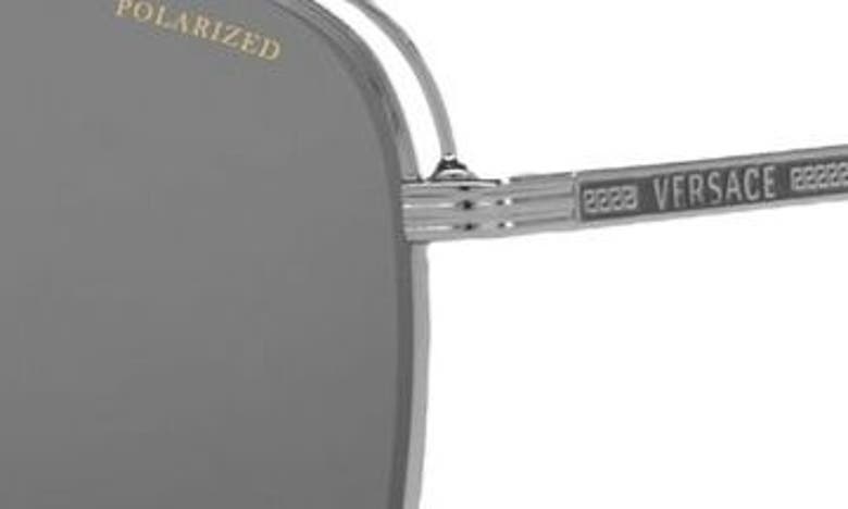 Shop Versace 61mm Polarized Rectangular Sunglasses In Gunmetal