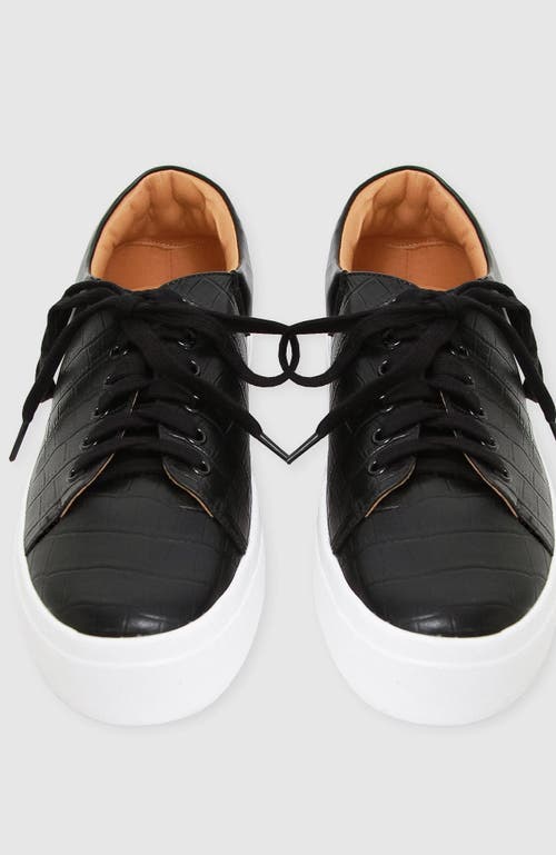 Belle & Bloom Just A Dream Croc Leather Sneaker In Black