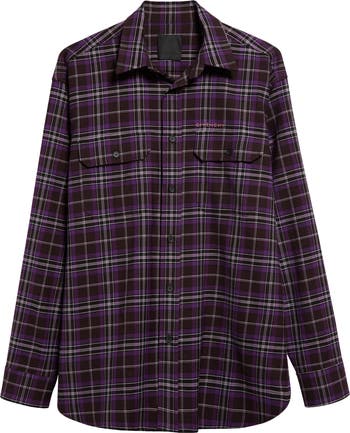 Dark purple plaid sales shirt