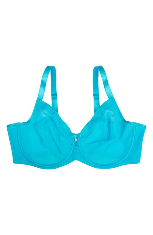Curvy Couture Full Figure Mesh Underwire Bra In Deep Dive Blue