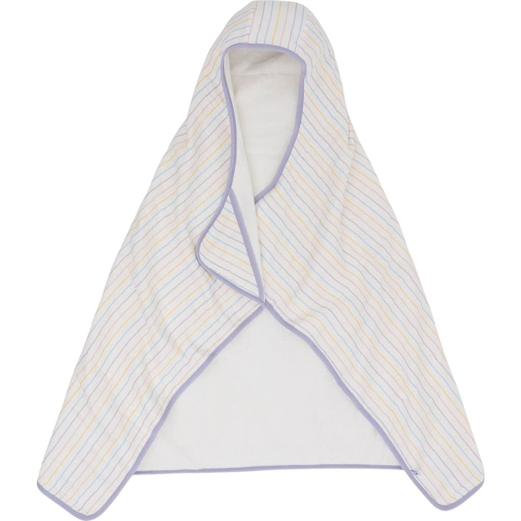 Little Unicorn Cotton Muslin & Terry Hooded Towel In Unicorn Stripe