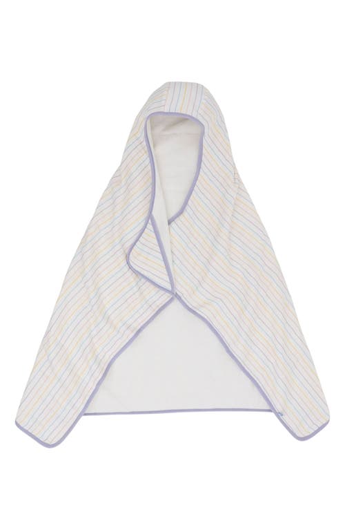 Little Unicorn Cotton Muslin & Terry Hooded Towel In Unicorn Stripe