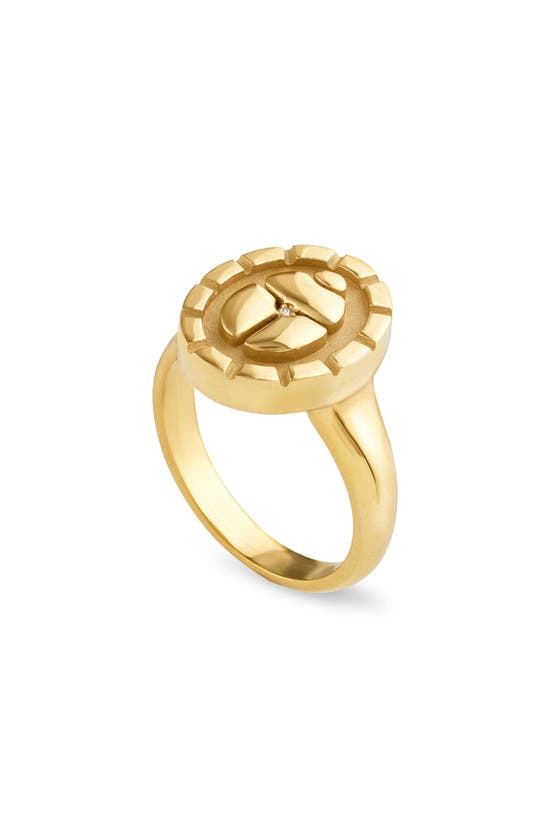 Pamela Zamore Rebirth & Renewal Diamond Scarab Signet Ring In Gold