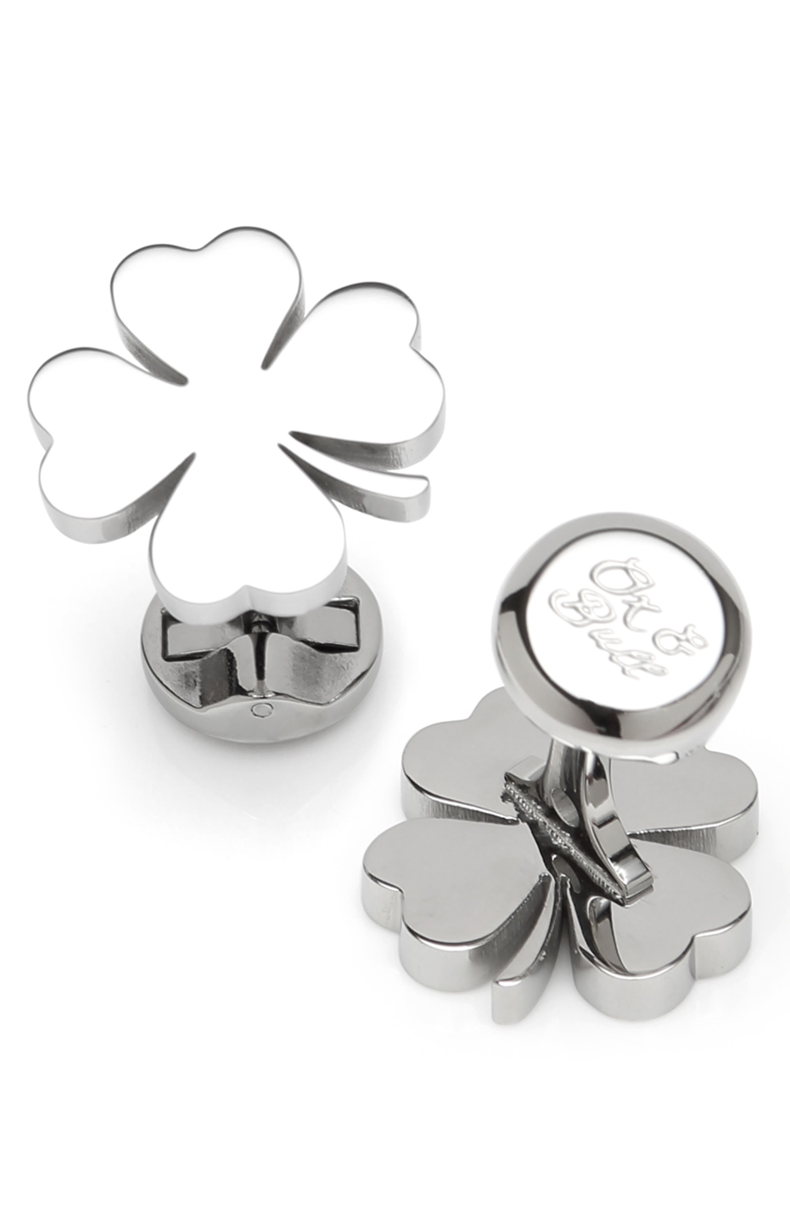 Irish 4-Leaf clover cufflinks with gift box Lucky Leaves Cufflinks