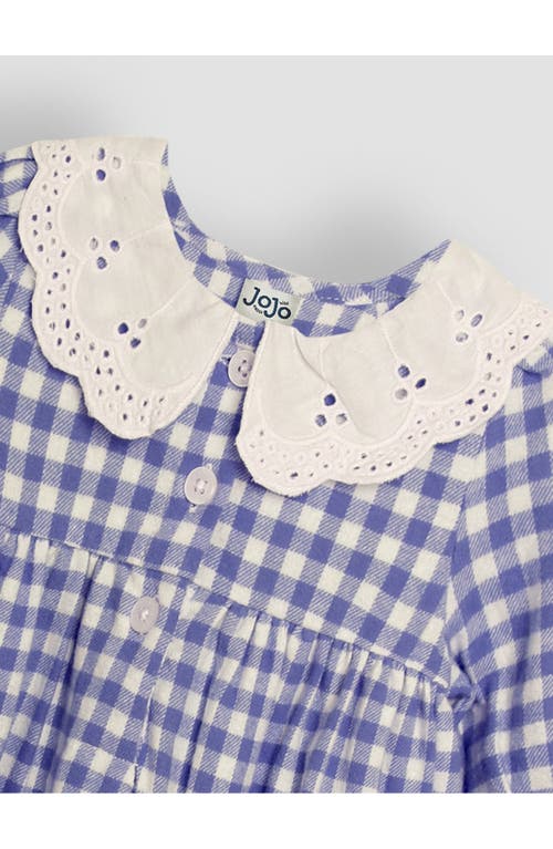 Shop Jojo Maman Bébé Jojo Maman Bebe Fairy Appliqué Long Sleeve Cotton Gingham Dress & Tights Set In Lilac