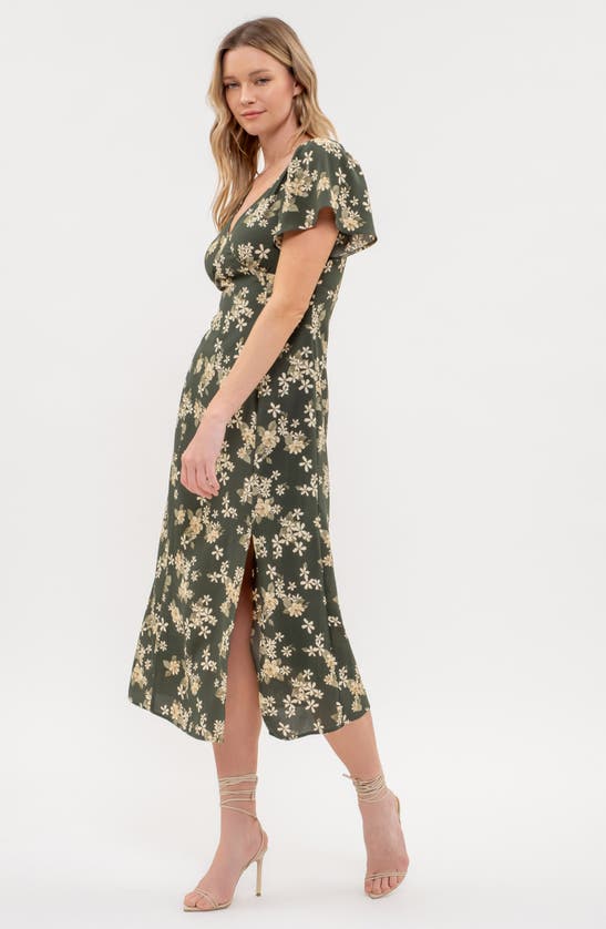 BLU PEPPER BLU PEPPER FLORAL PRINT SIDE SLIT MIDI DRESS