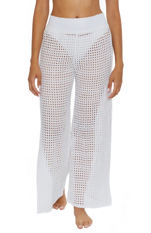 Gauzy & Mesh Cotton Cover-Up Pants in White