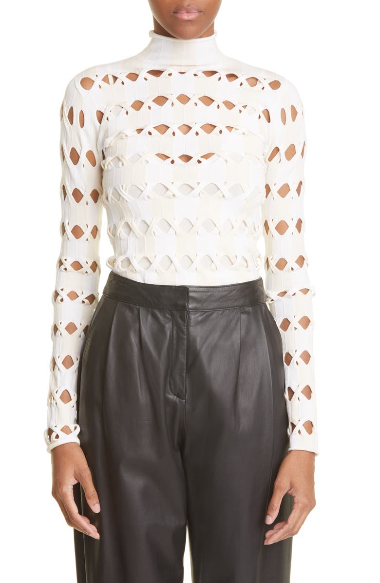Dion Lee Two-Tone Cutout Cable Knit Sweater | Nordstrom