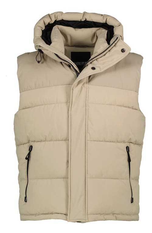 Noize Mixed Media Water Resistant Hooded Puffer Vest In Sand