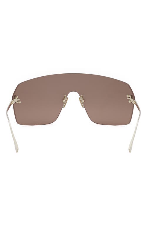 Shop Fendi ' First Rectangular 139mm Shield Sunglasses In Gold/brown