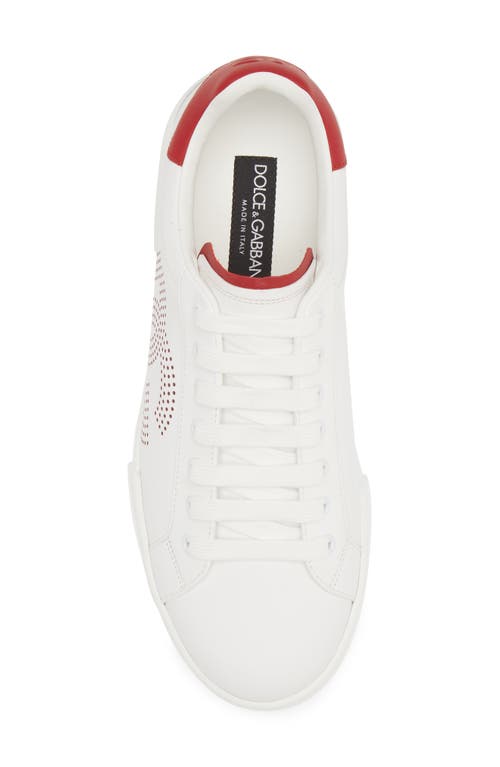 Shop Dolce & Gabbana Dolce&gabbana Portofino Leather Low Top Sneaker In Bianco/rubino