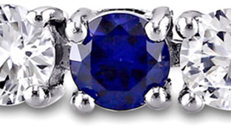 DELMAR DELMAR LAB CREATED SAPPHIRE & WHITE TOPAZ TENNIS NECKLACE & BRACELET SET