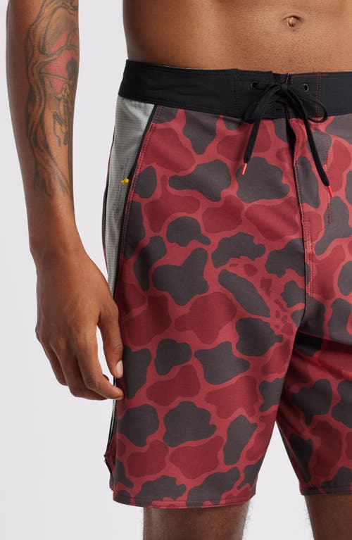 Florence F1 Airtex Gamma Water Repellent Board Shorts In Maroon Camo