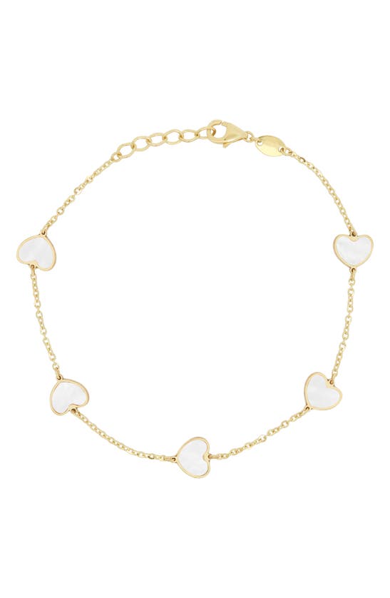 House Of Frosted Heart Station Chain Bracelet In Gold/ Mother Of Pearl
