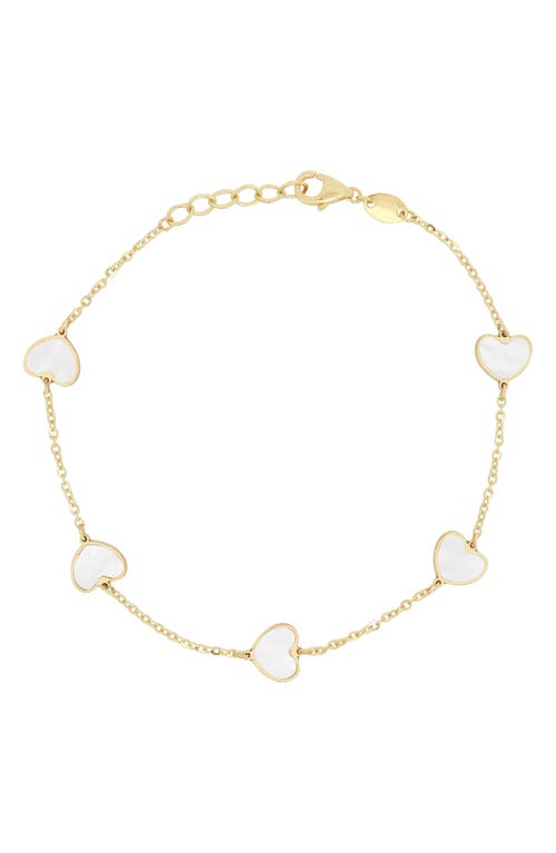 Shop House Of Frosted Heart Station Chain Bracelet In Gold/mother Of Pearl
