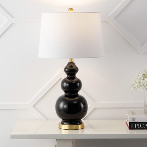 Jonathan Y Bowen Contemporary Transitional Ceramic Gourd Led Table Lamp In Black