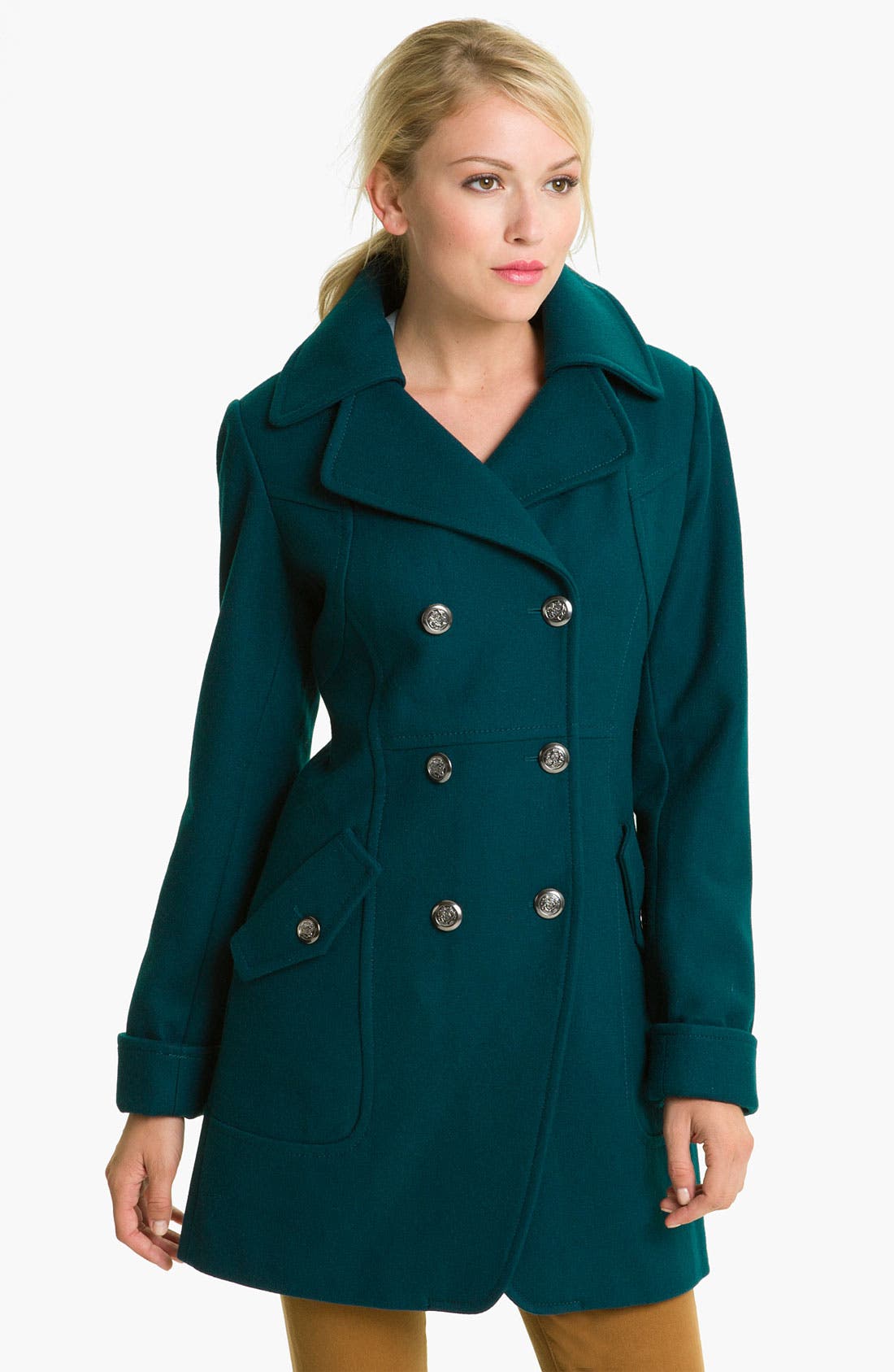 GUESS Double Breasted Wool Blend Coat | Nordstrom