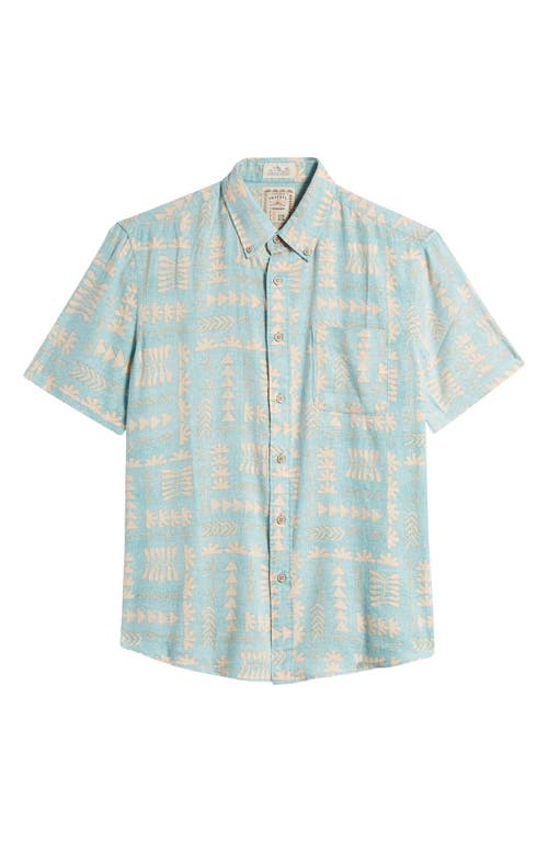 Breeze Short Sleeve Button-Down Shirt in Teal Naupaka