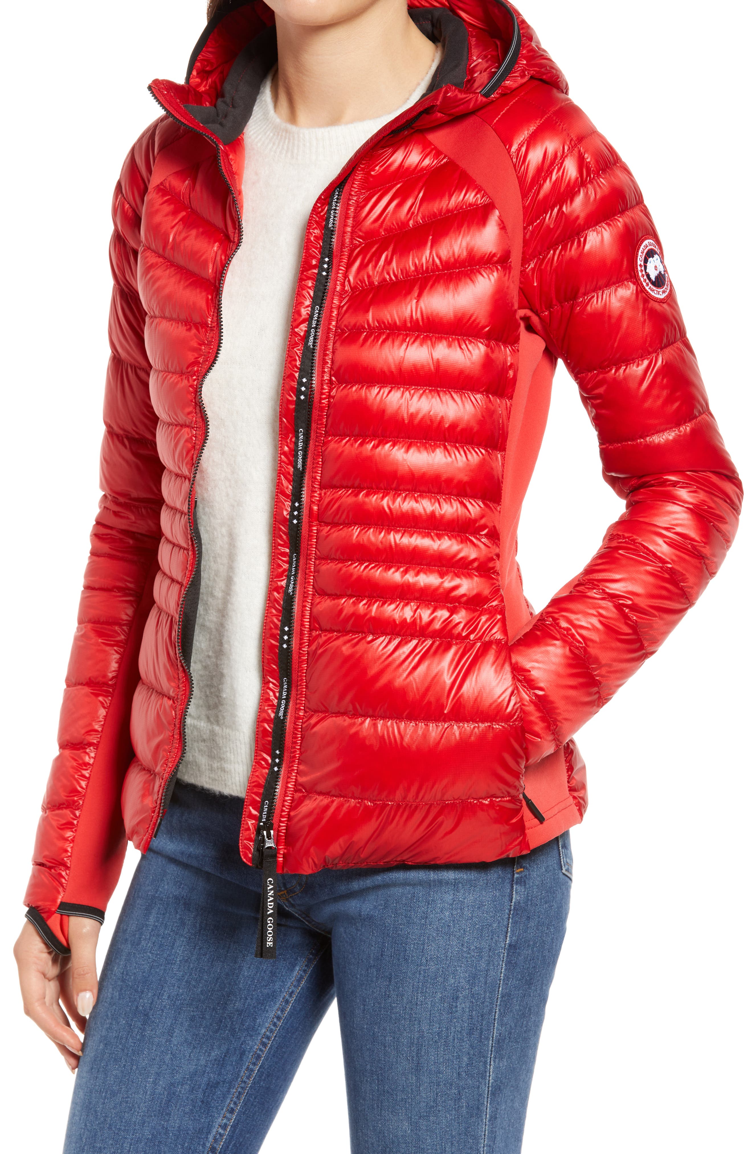 red down jacket womens